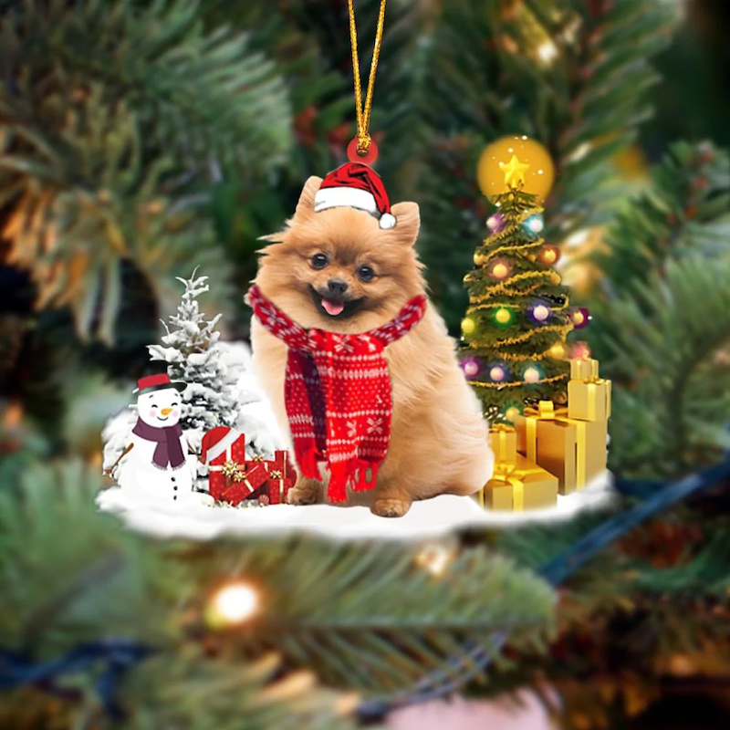 Pomeranian Sneeuwpop Kerst Ornament