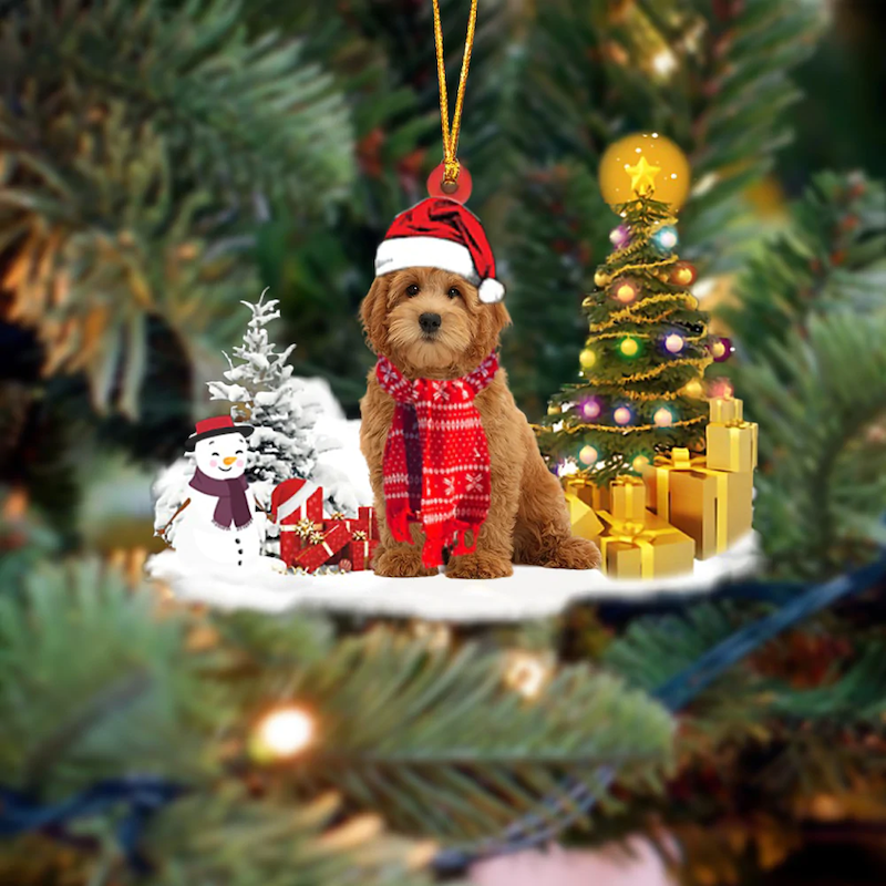 Goldendoodle Sneeuwpop Kerst Ornament