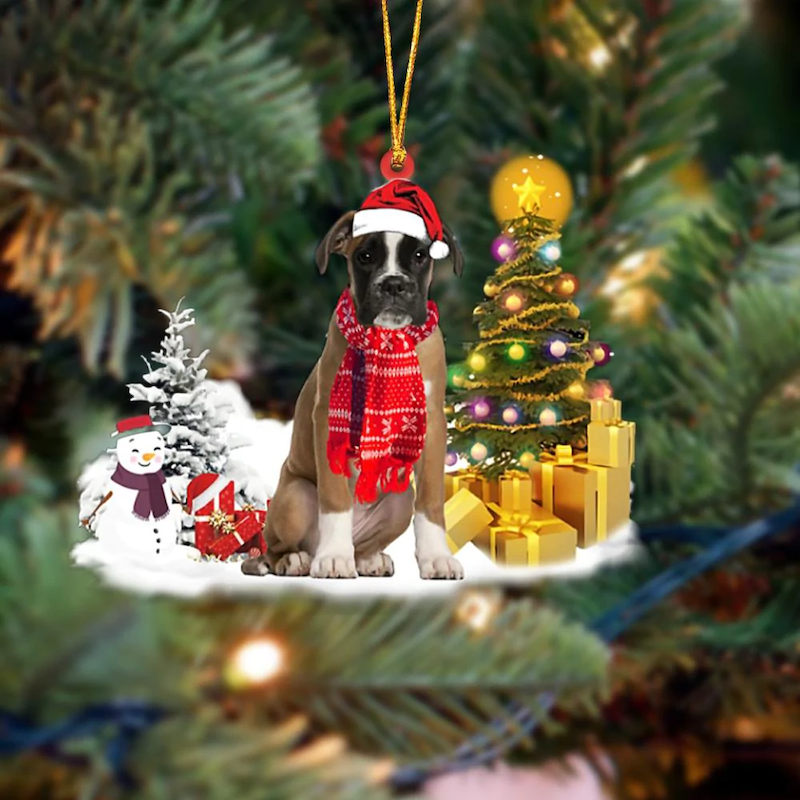 Boxer Sneeuwpop Kerst Ornament