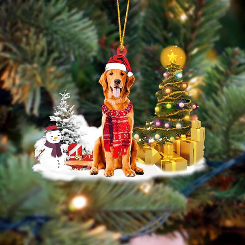 Golden Retriever Sneeuwpop Kerst Ornament