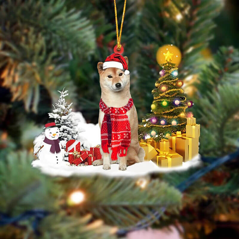 Shiba Inu Sneeuwpop Kerst Ornament