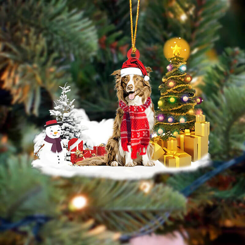 Border Collie Sneeuwpop Kerst Ornament