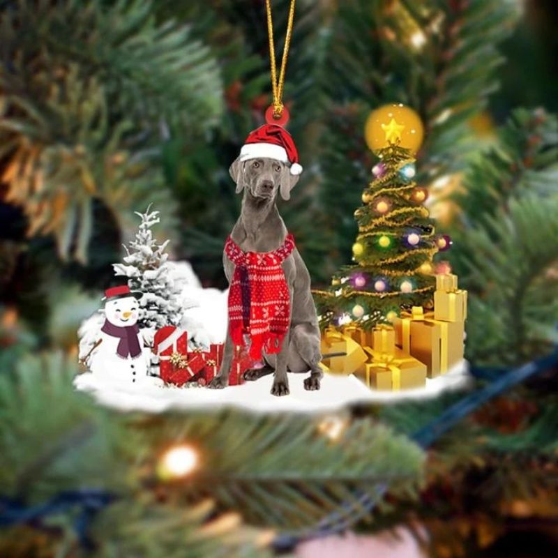 Weimaraner Sneeuwpop Kerst Ornament