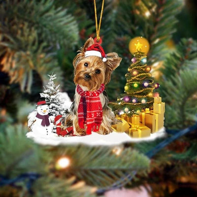 Yorkshire Terrier Sneeuwpop Kerst Ornament