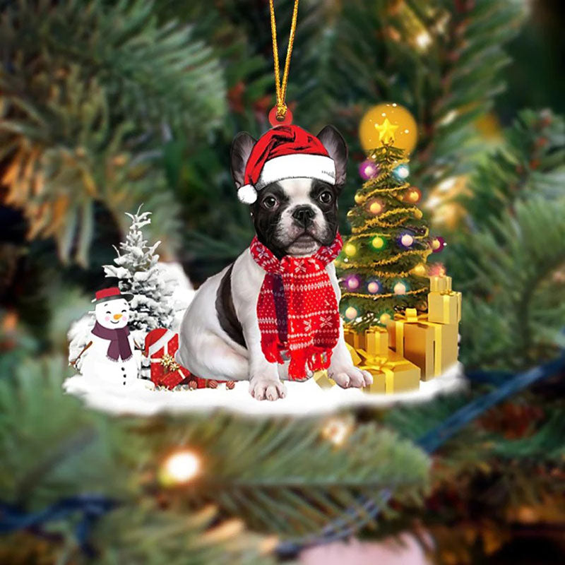 French Bulldog Sneeuwpop Kerst Ornament