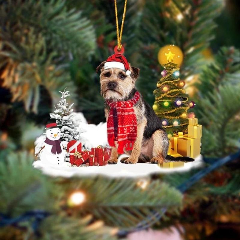 Border Terrier Sneeuwpop Kerst Ornament