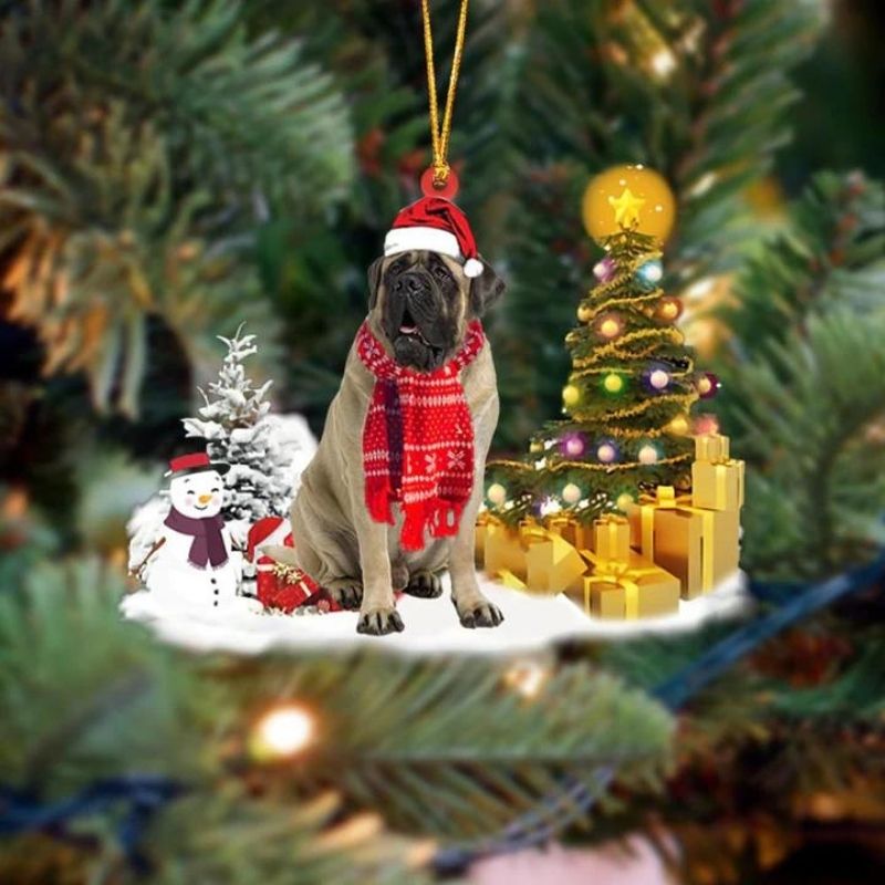 Mastiff Sneeuwpop Kerst Ornament