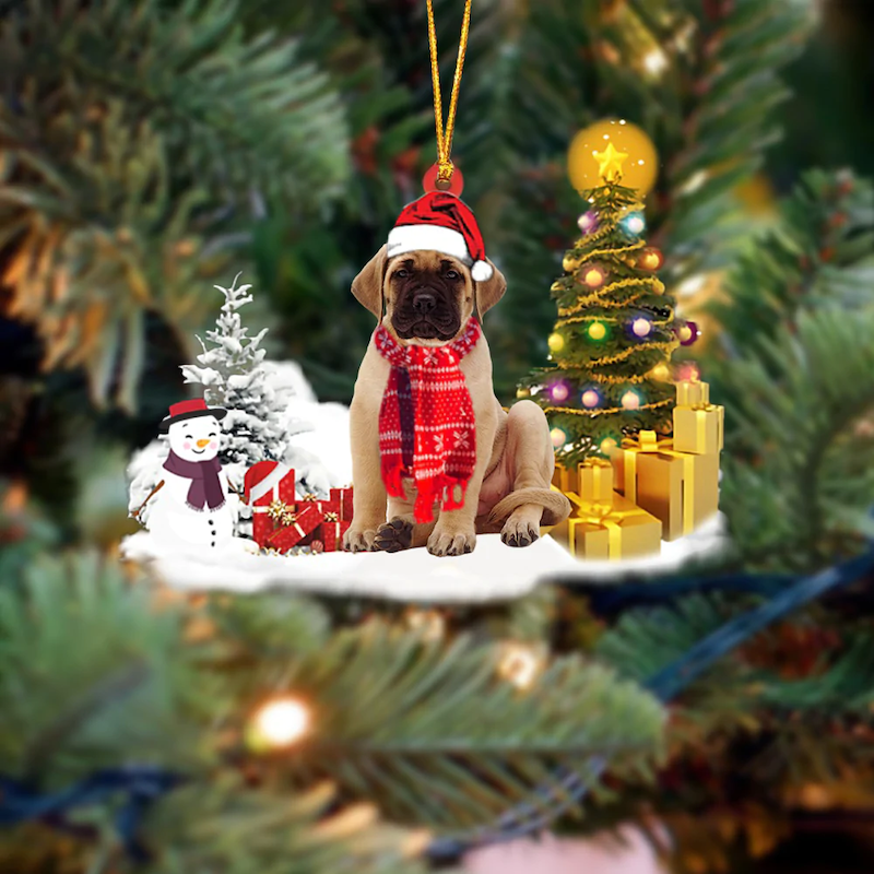 English Mastiff Sneeuwpop Kerst Ornament