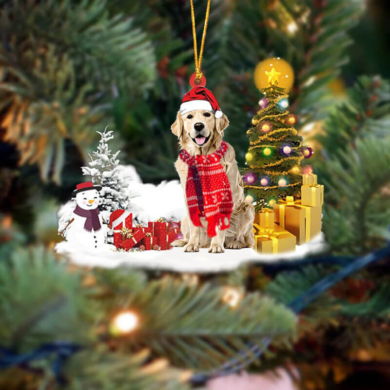 Golden Retriever Sneeuwpop Kerst Ornament