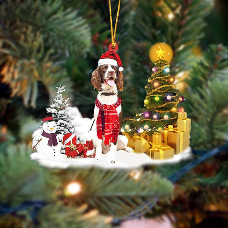 Springer Spaniel Sneeuwpop Kerst Ornament