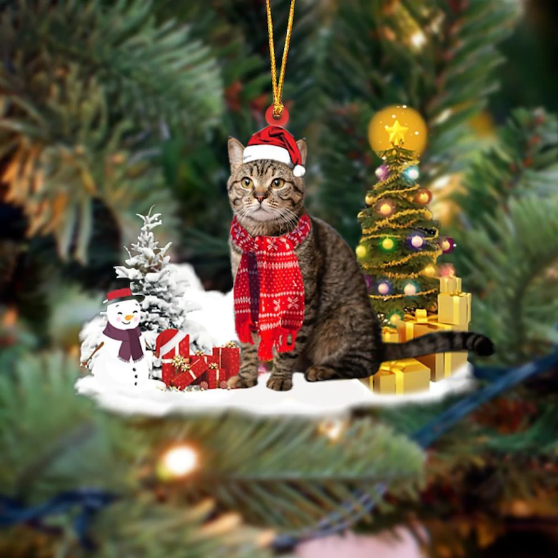 OciKat Kat Sneeuwpop Kerst Ornament