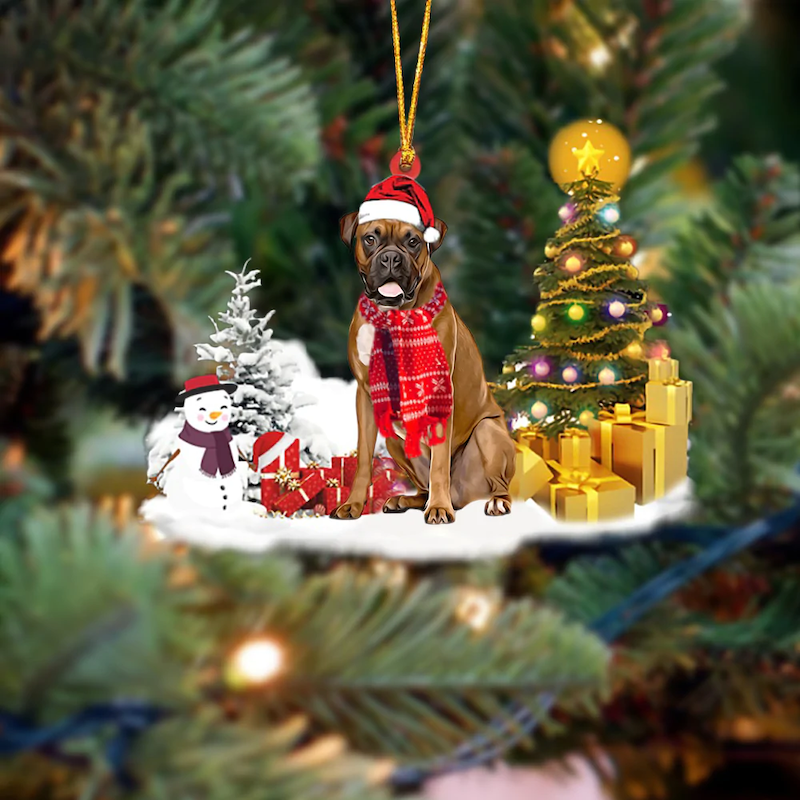 Boxer Sneeuwpop Kerst Ornament