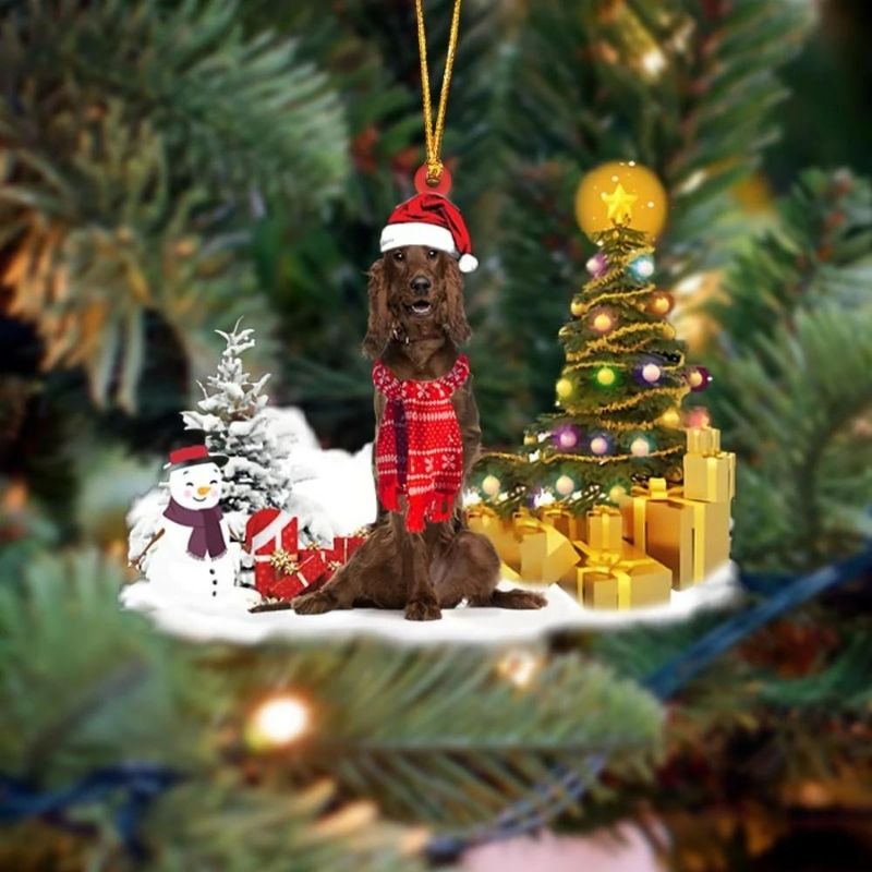 Irish Setter Sneeuwpop Kerst Ornament