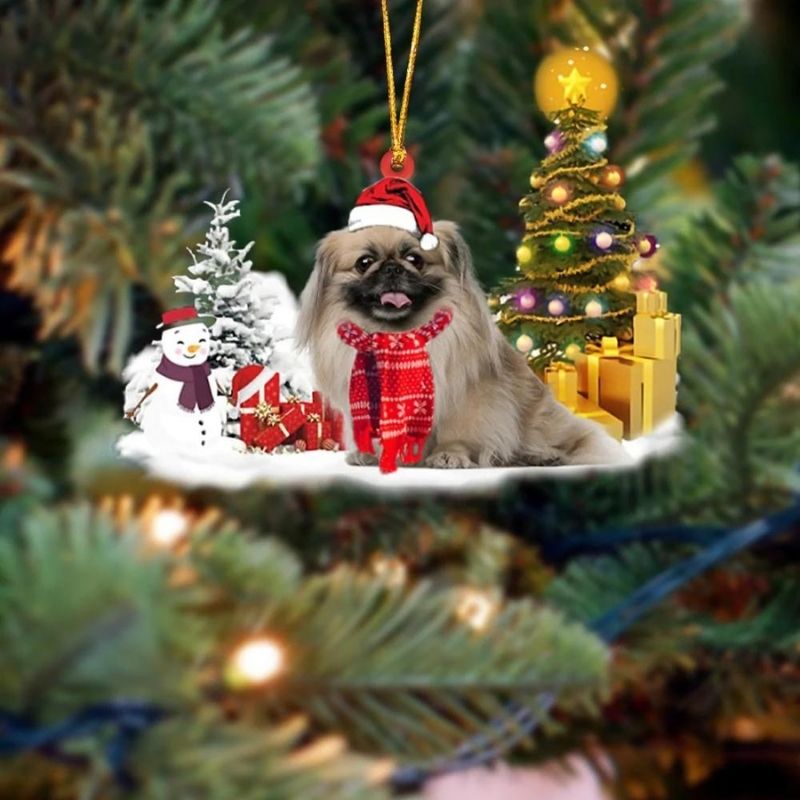 Pekingees Sneeuwpop Kerst Ornament