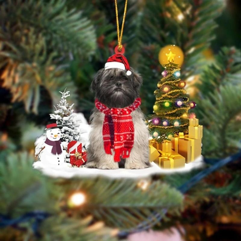 Lhasa Apso Sneeuwpop Kerst Ornament