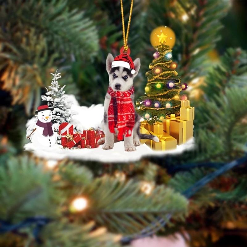 Siberian Husky Sneeuwpop Kerst Ornament