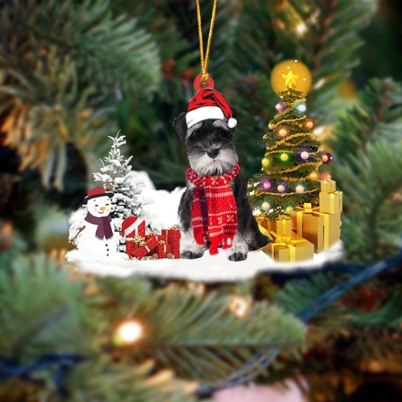 Miniature Schnauzer Sneeuwpop Kerst Ornament