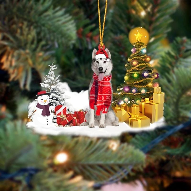 Husky Sneeuwpop Kerst Ornament