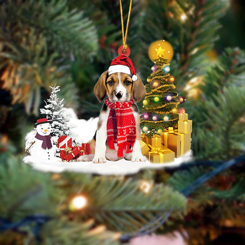 Beagle Sneeuwpop Kerst Ornament