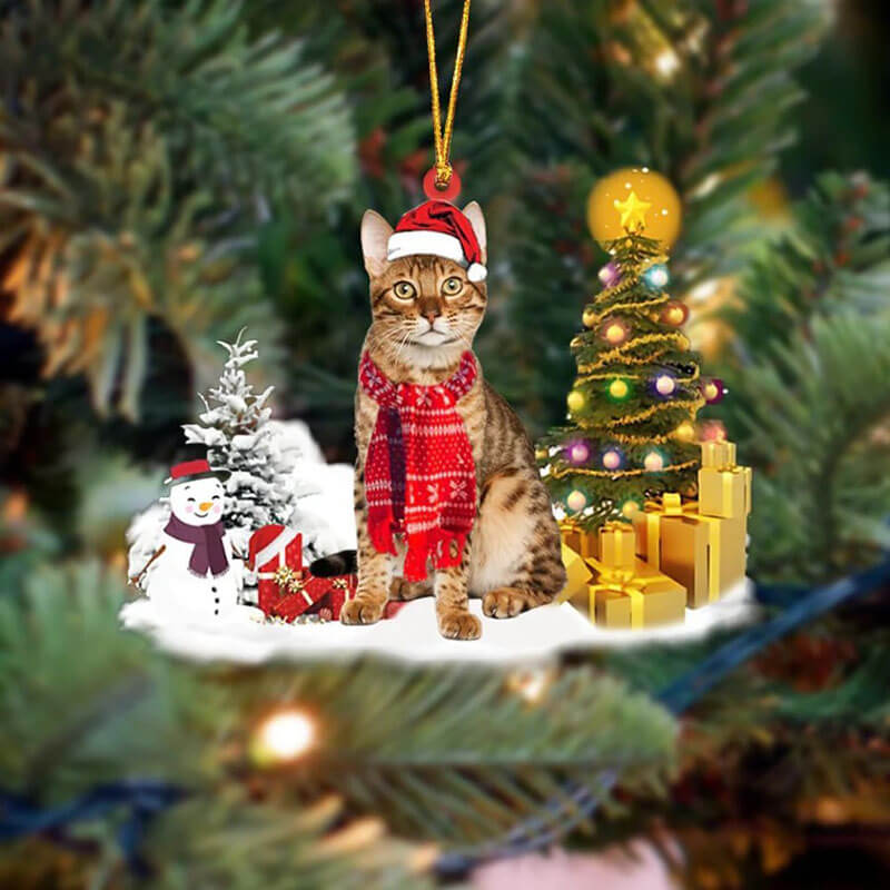 Bengal Kat Sneeuwpop Kerst Ornament