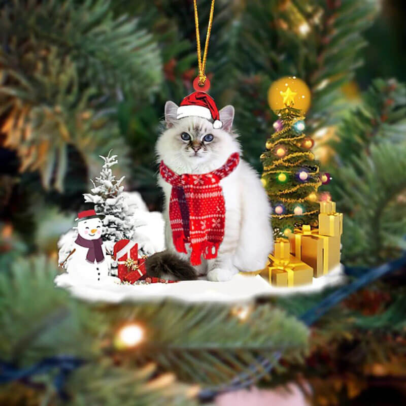 Birman Kat Sneeuwpop Kerst Ornament