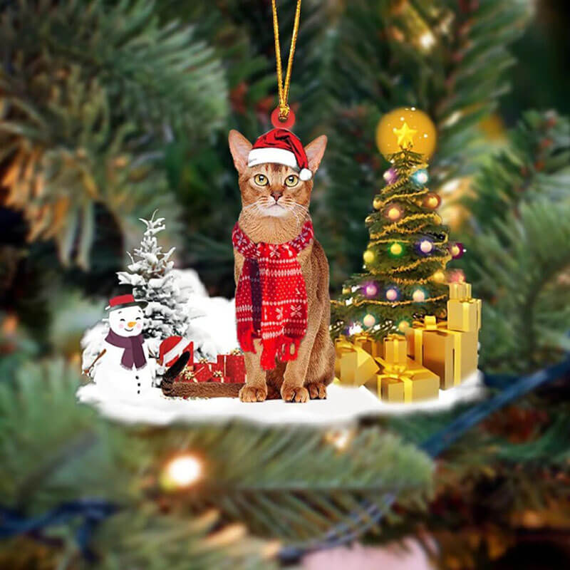 Abyssinian Kat Sneeuwpop Kerst Ornament