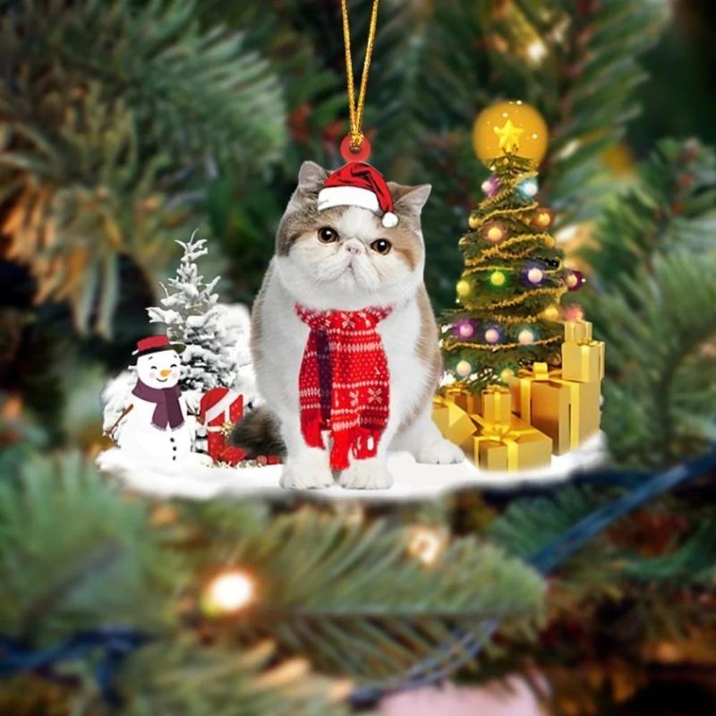 Exotic Shorthair Kat Sneeuwpop Kerst Ornament