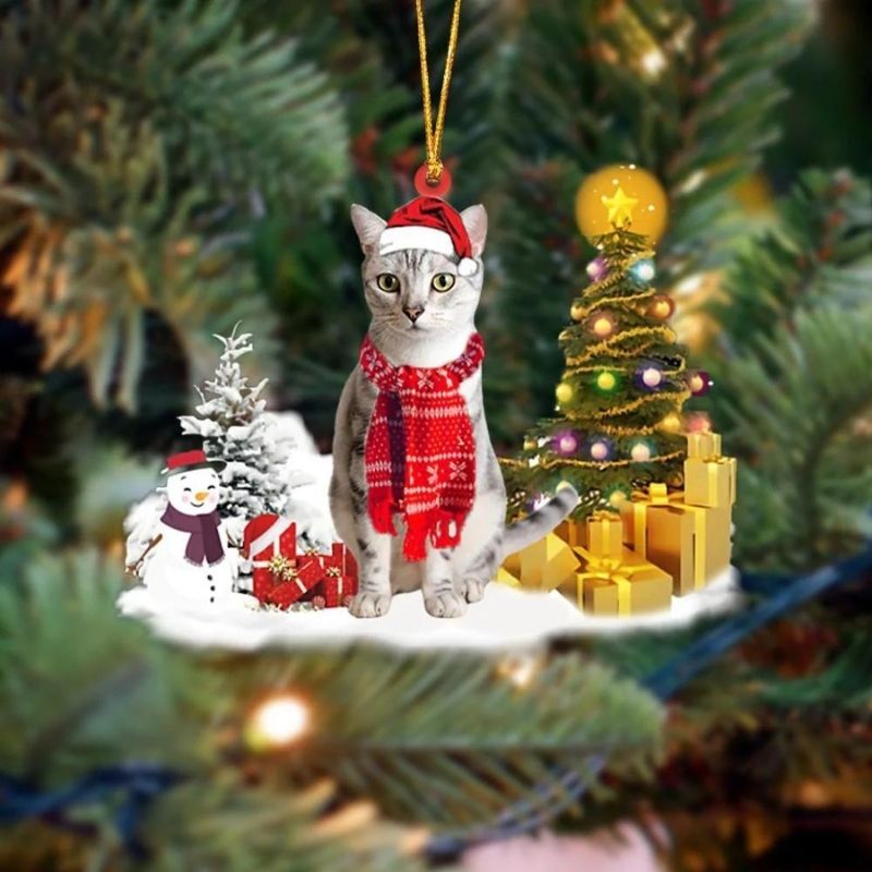 Amerikaanse Shorthair Kat Sneeuwpop Kerst Ornament