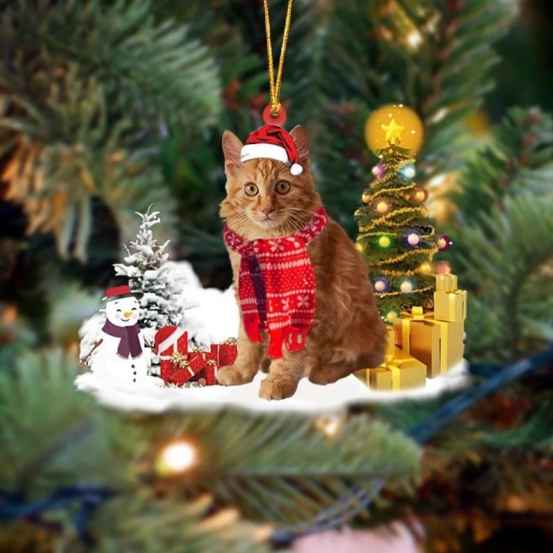 Amerikaanse Bobtail Kat Sneeuwpop Kerst Ornament