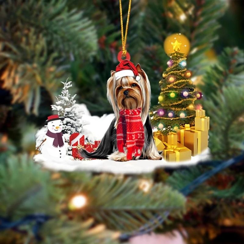 Yorkshire Terrier Sneeuwpop Kerst Ornament