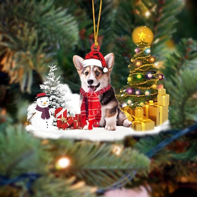 Pembroke Welsh Corgi Sneeuwpop Kerst Ornament