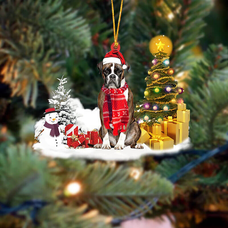 Boxer Sneeuwpop Kerst Ornament