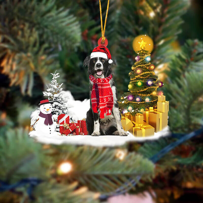 Border Collie Sneeuwpop Kerst Ornament