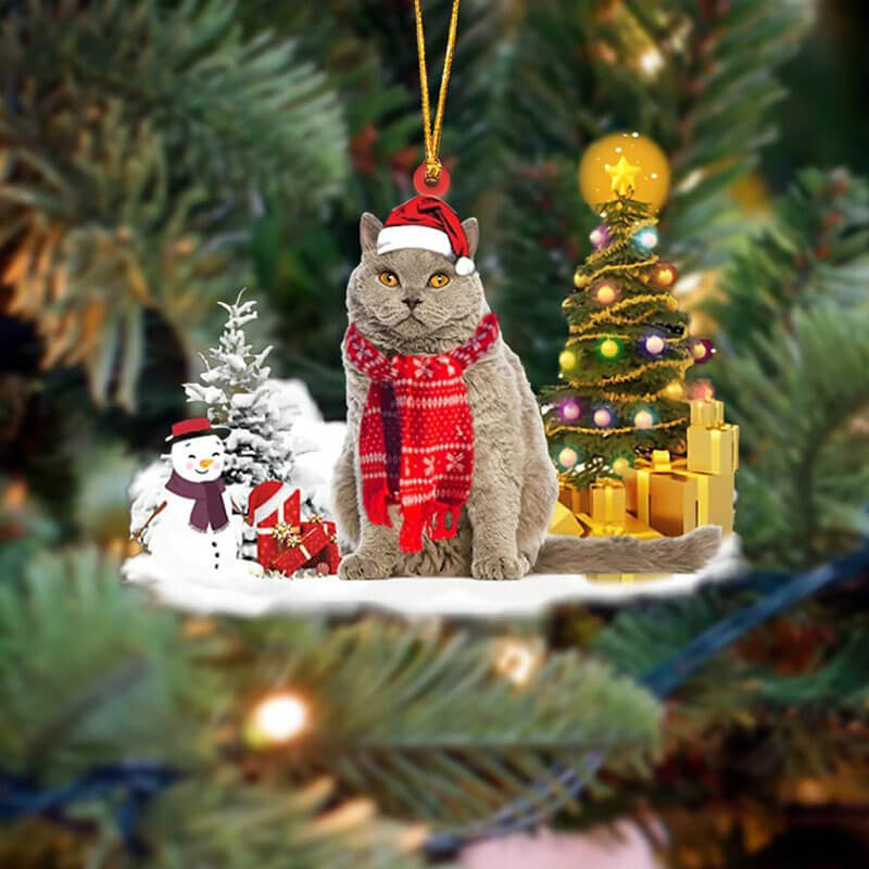 Selkirk Rex Kat Sneeuwpop Kerst Ornament