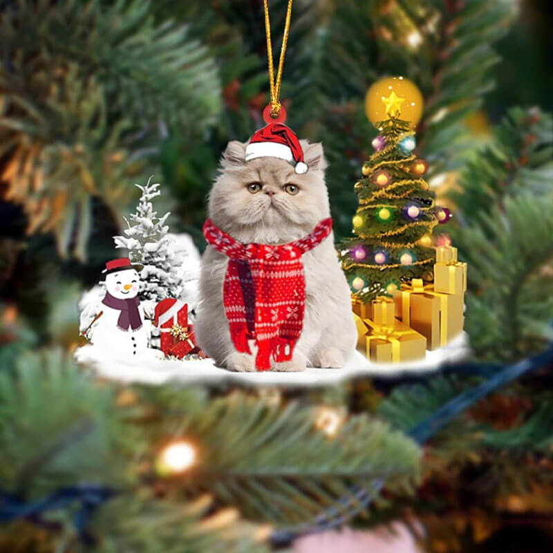 Persian Kat Sneeuwpop Kerst Ornament