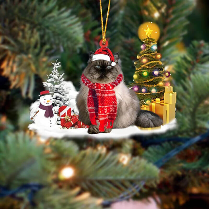 Himalayan Kat Sneeuwpop Kerst Ornament