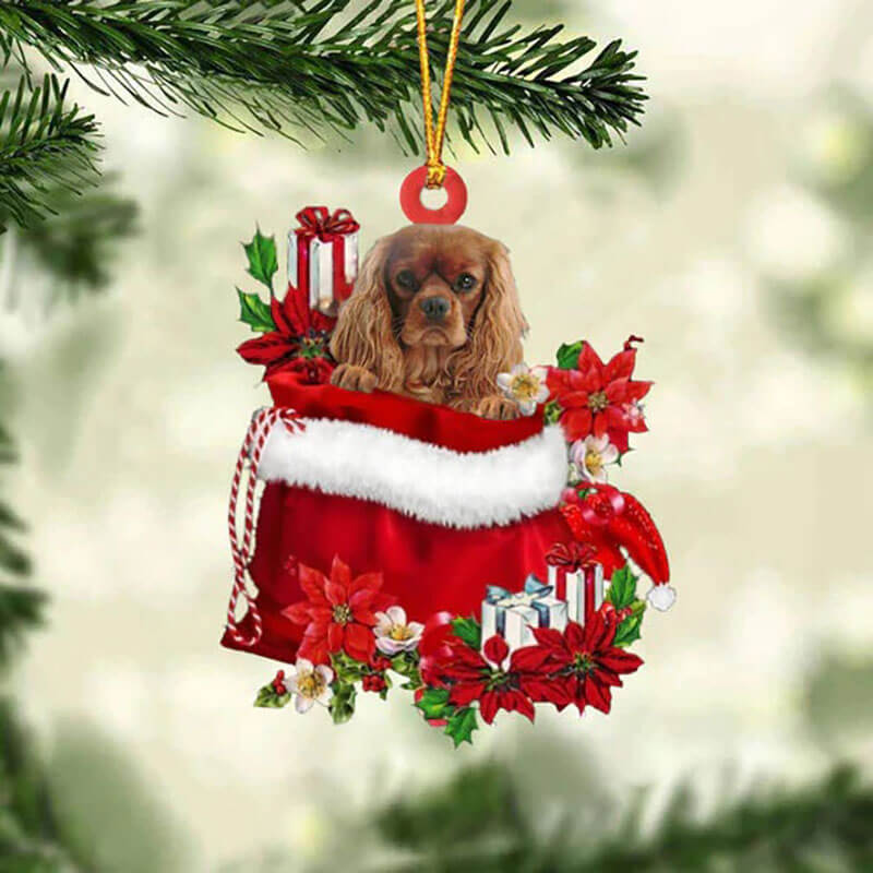 Cavalier King Charles Spaniel In Cadeauzakje Kerstornament