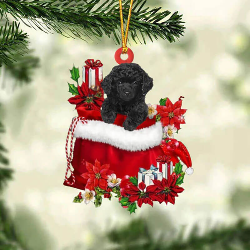 Poodle In Cadeauzakje Kerstornament