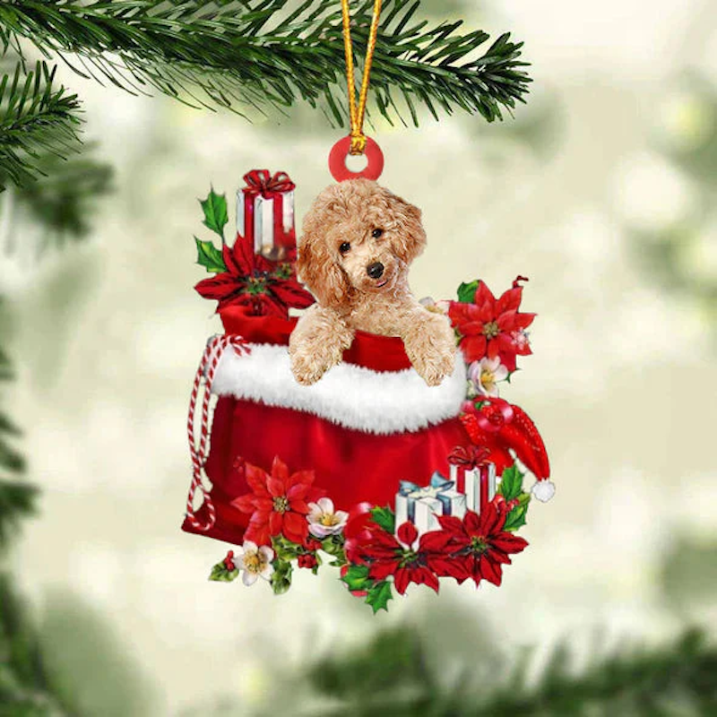 Poodle In Cadeauzakje Kerstornament