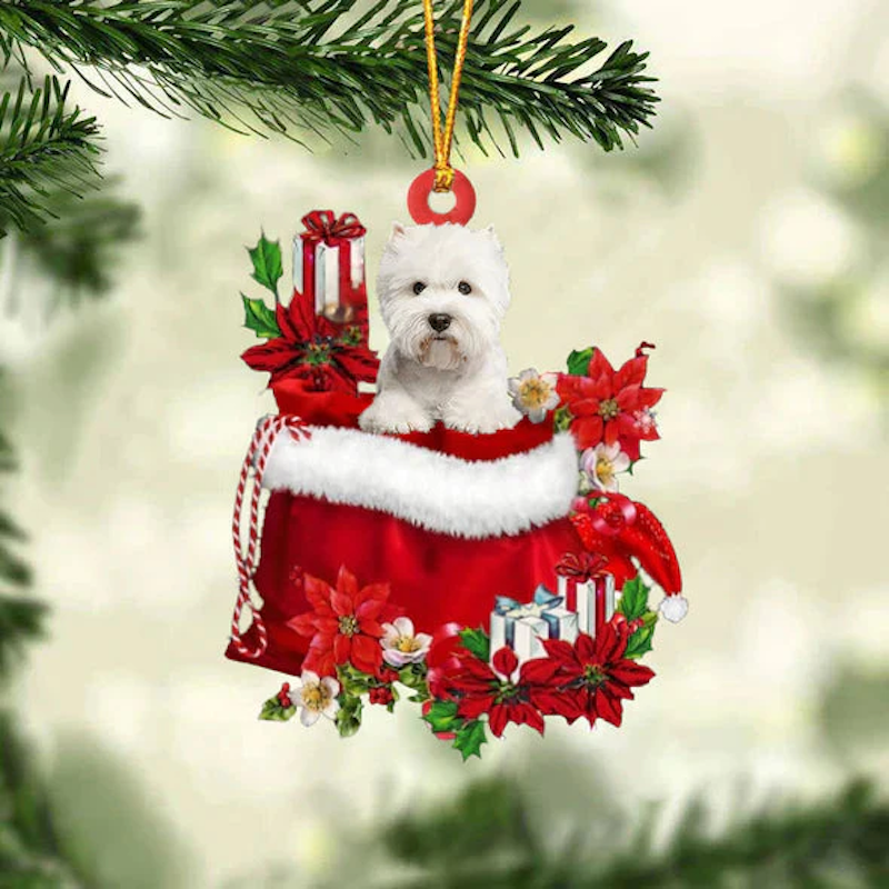 West Highland Wit Terrier/Westie In Cadeauzakje Kerstornament