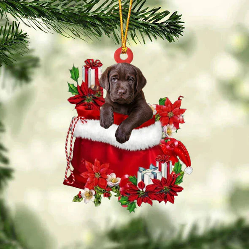 Labrador Retriever In Cadeauzakje Kerstornament