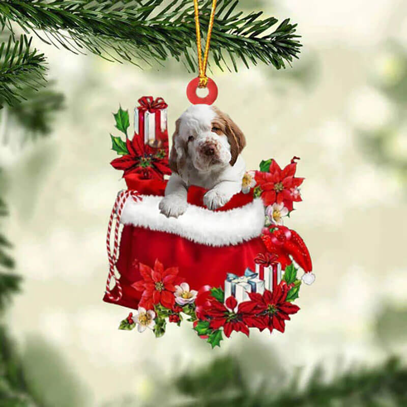 Clumber Spaniel In Cadeauzakje Kerstornament