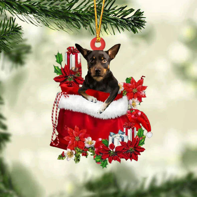 Australische Kelpie In Cadeauzakje Kerstornament