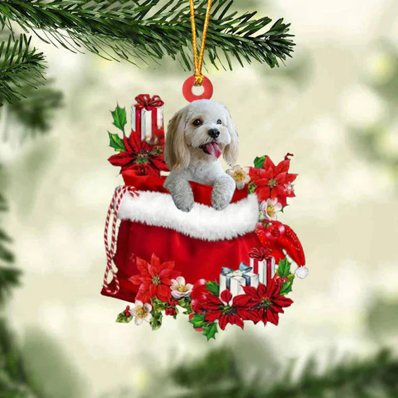 Cockapoo In Cadeauzakje Kerstornament