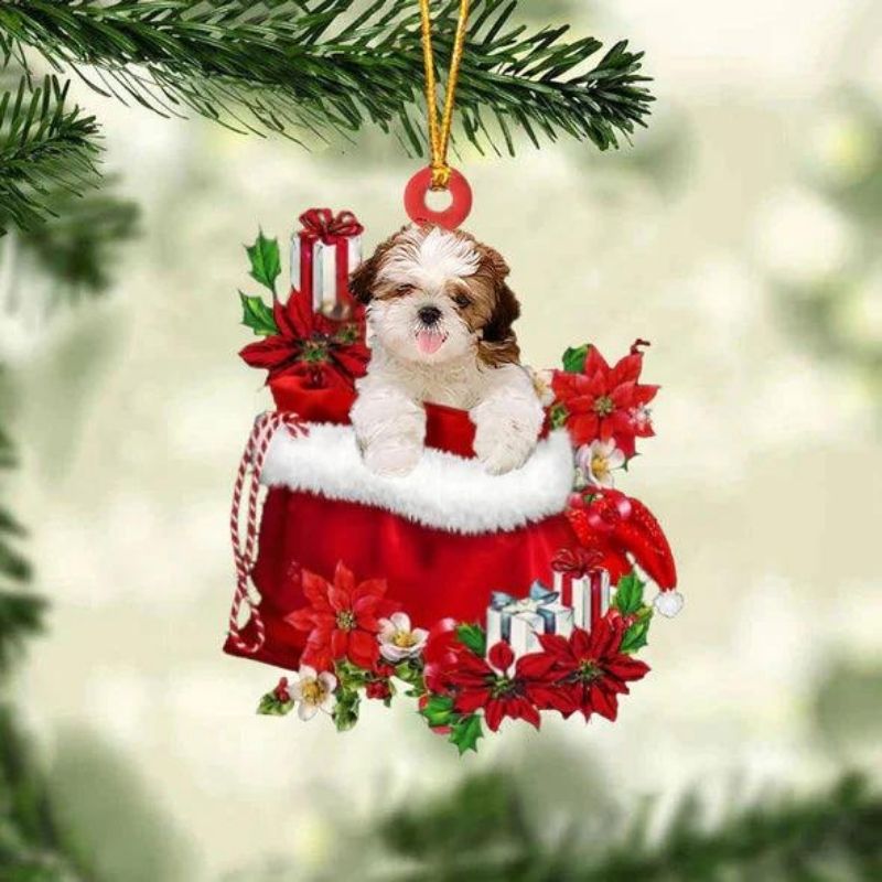 Shih Tzu In Cadeauzakje Kerstornament