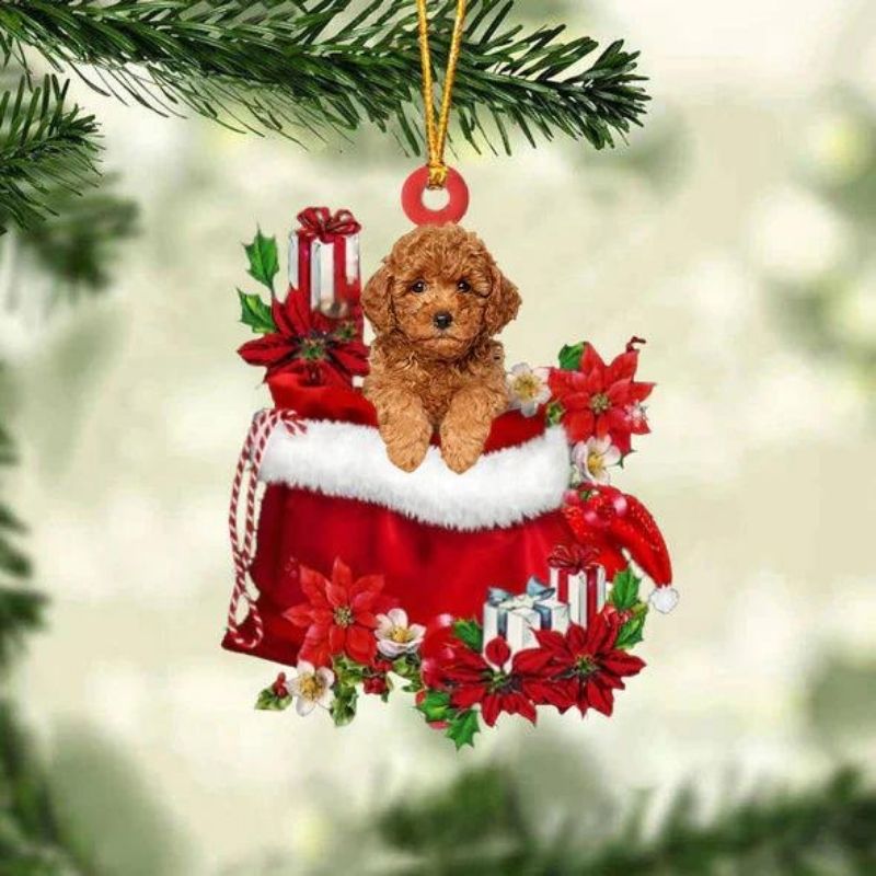 Poodle In Cadeauzakje Kerstornament