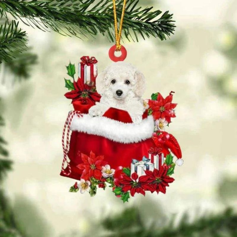 Poodle In Cadeauzakje Kerstornament