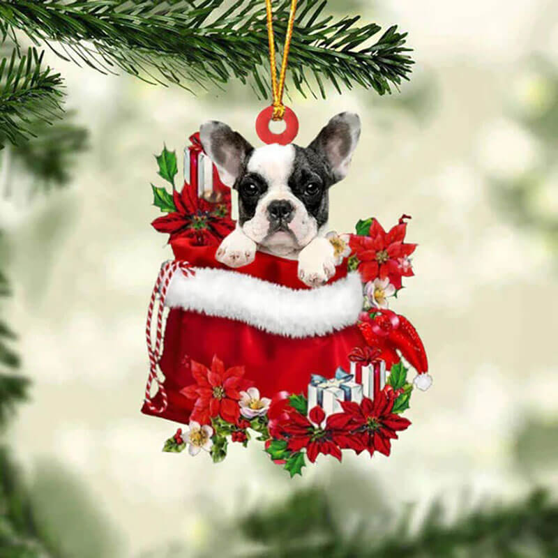 French Bulldog In Cadeauzakje Kerstornament