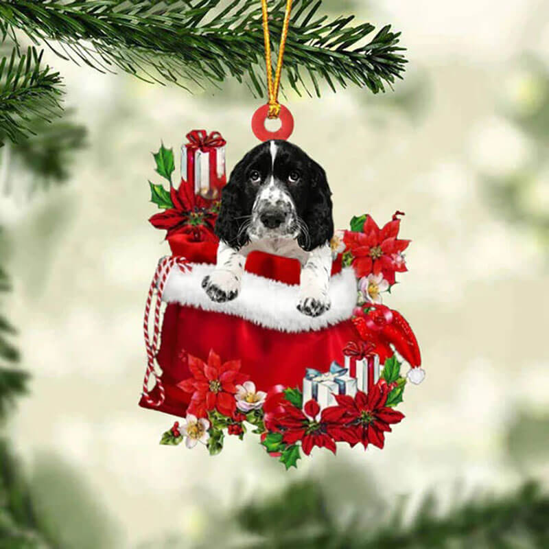 English Springer Spaniel In Cadeauzakje Kerstornament