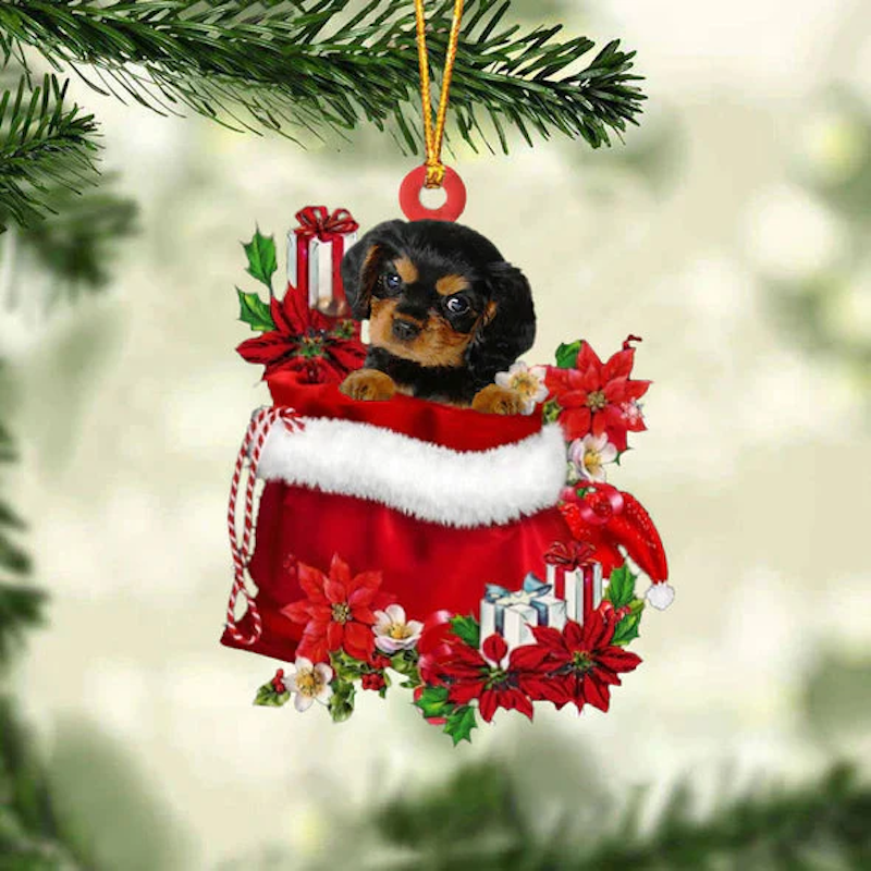 Cavalier King Charles Spaniel In Cadeauzakje Kerstornament